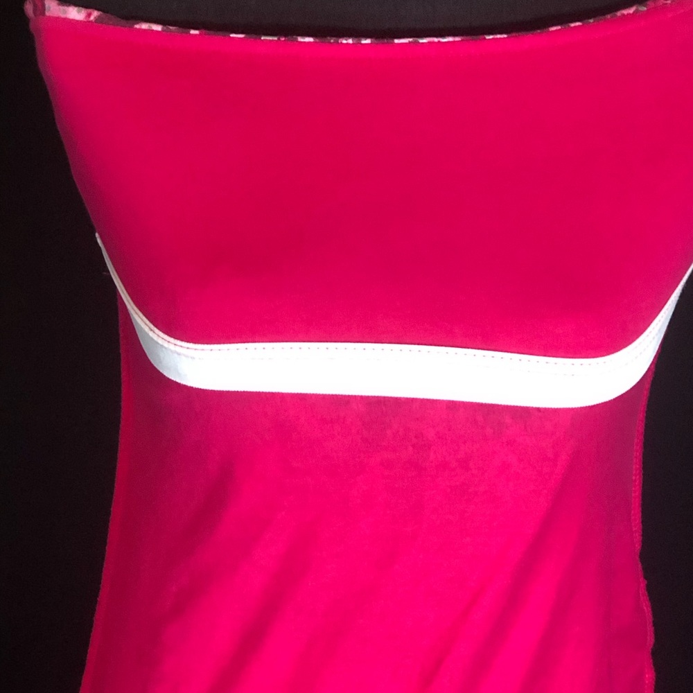 DOLLED UP Hot Pink Print Sequin Strapless Top SZ M - Picture 7 of 9